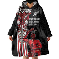 Toitu Te Reo Maori Toitu Te Whenua Toitu Te Tiriti Wearable Blanket Hoodie Maori Warrior New Zealand LT01 - Polynesian Pride