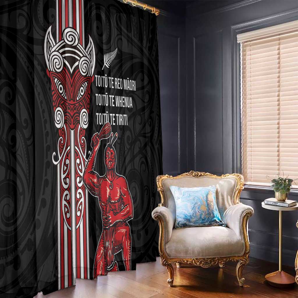 Toitu Te Reo Maori Toitu Te Whenua Toitu Te Tiriti Window Curtain Maori Warrior New Zealand LT01 - Polynesian Pride