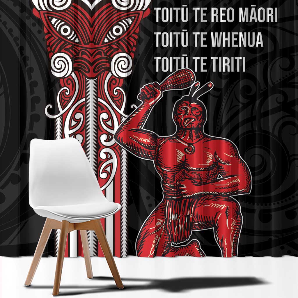 Toitu Te Reo Maori Toitu Te Whenua Toitu Te Tiriti Window Curtain Maori Warrior New Zealand LT01 - Polynesian Pride