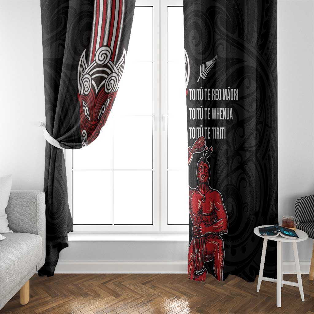Toitu Te Reo Maori Toitu Te Whenua Toitu Te Tiriti Window Curtain Maori Warrior New Zealand LT01 - Polynesian Pride