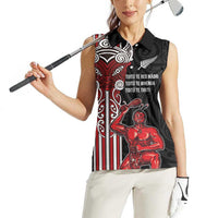Toitu Te Reo Maori Toitu Te Whenua Toitu Te Tiriti Women Sleeveless Polo Shirt Maori Warrior New Zealand LT01 - Polynesian Pride