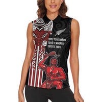 Toitu Te Reo Maori Toitu Te Whenua Toitu Te Tiriti Women Sleeveless Polo Shirt Maori Warrior New Zealand LT01 - Polynesian Pride