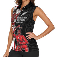 Toitu Te Reo Maori Toitu Te Whenua Toitu Te Tiriti Women Sleeveless Polo Shirt Maori Warrior New Zealand LT01 - Polynesian Pride