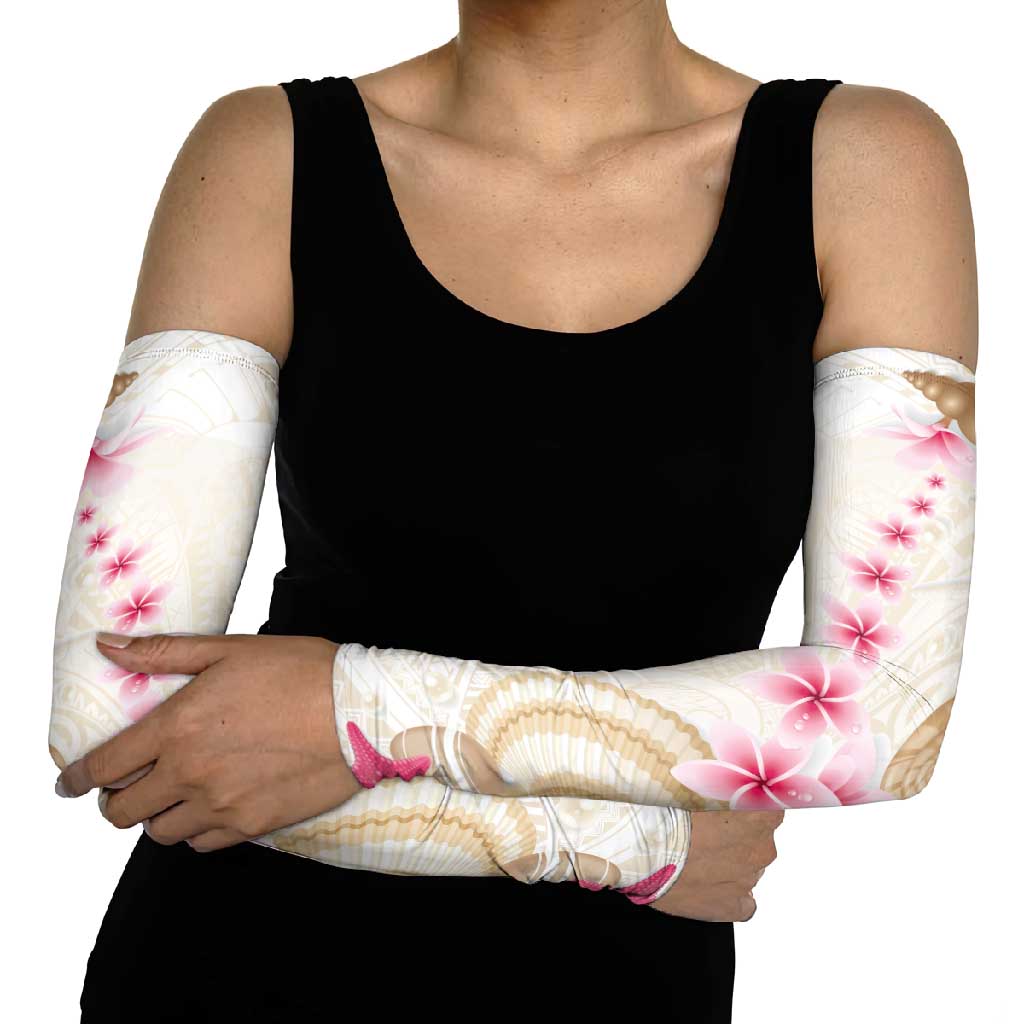Beige Frangipani Sea Shell Arm Sleeves Starfish Polynesian Pattern - Polynesian Pride