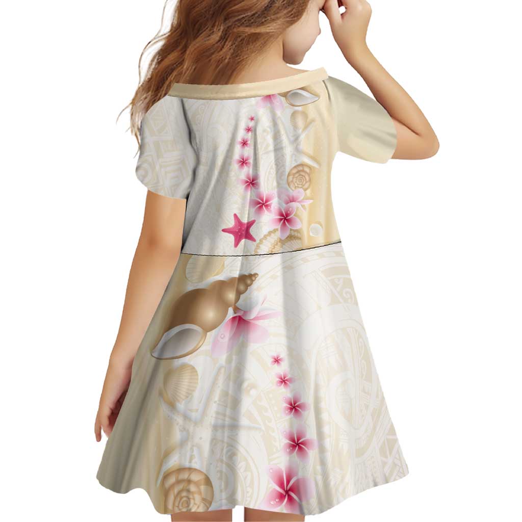Beige Frangipani Sea Shell Family Matching Mermaid Dress and Hawaiian Shirt Starfish Polynesian Pattern LT01 - Polynesian Pride