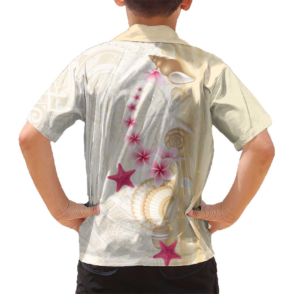 Beige Frangipani Sea Shell Family Matching Summer Maxi Dress and Hawaiian Shirt Starfish Polynesian Pattern LT01 - Polynesian Pride