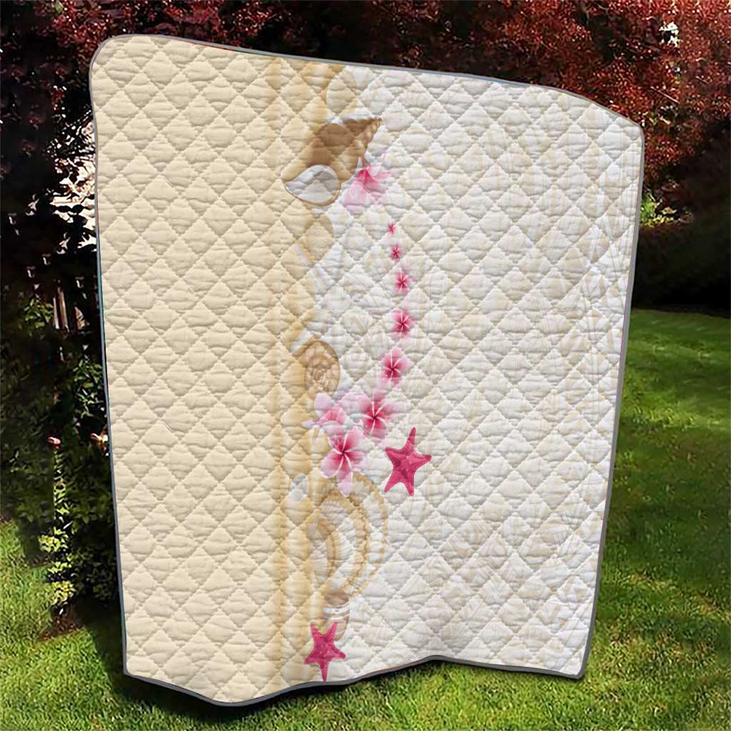 Beige Frangipani Sea Shell Quilt Starfish Polynesian Pattern - Polynesian Pride