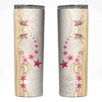 Beige Frangipani Sea Shell Skinny Tumbler Starfish Polynesian Pattern LT01 Beige - Polynesian Pride