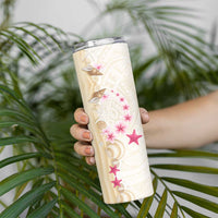 Beige Frangipani Sea Shell Skinny Tumbler Starfish Polynesian Pattern LT01 - Polynesian Pride