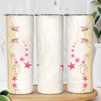 Beige Frangipani Sea Shell Skinny Tumbler Starfish Polynesian Pattern LT01 - Polynesian Pride