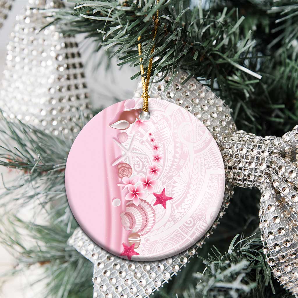 Pink Plumeria Sea Shell Ceramic Ornament Starfish Polynesian Pattern - Polynesian Pride