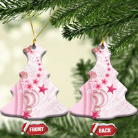 Pink Plumeria Sea Shell Ceramic Ornament Starfish Polynesian Pattern - Polynesian Pride