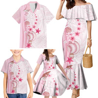 Pink Plumeria Sea Shell Family Matching Mermaid Dress and Hawaiian Shirt Starfish Polynesian Pattern LT01 - Polynesian Pride