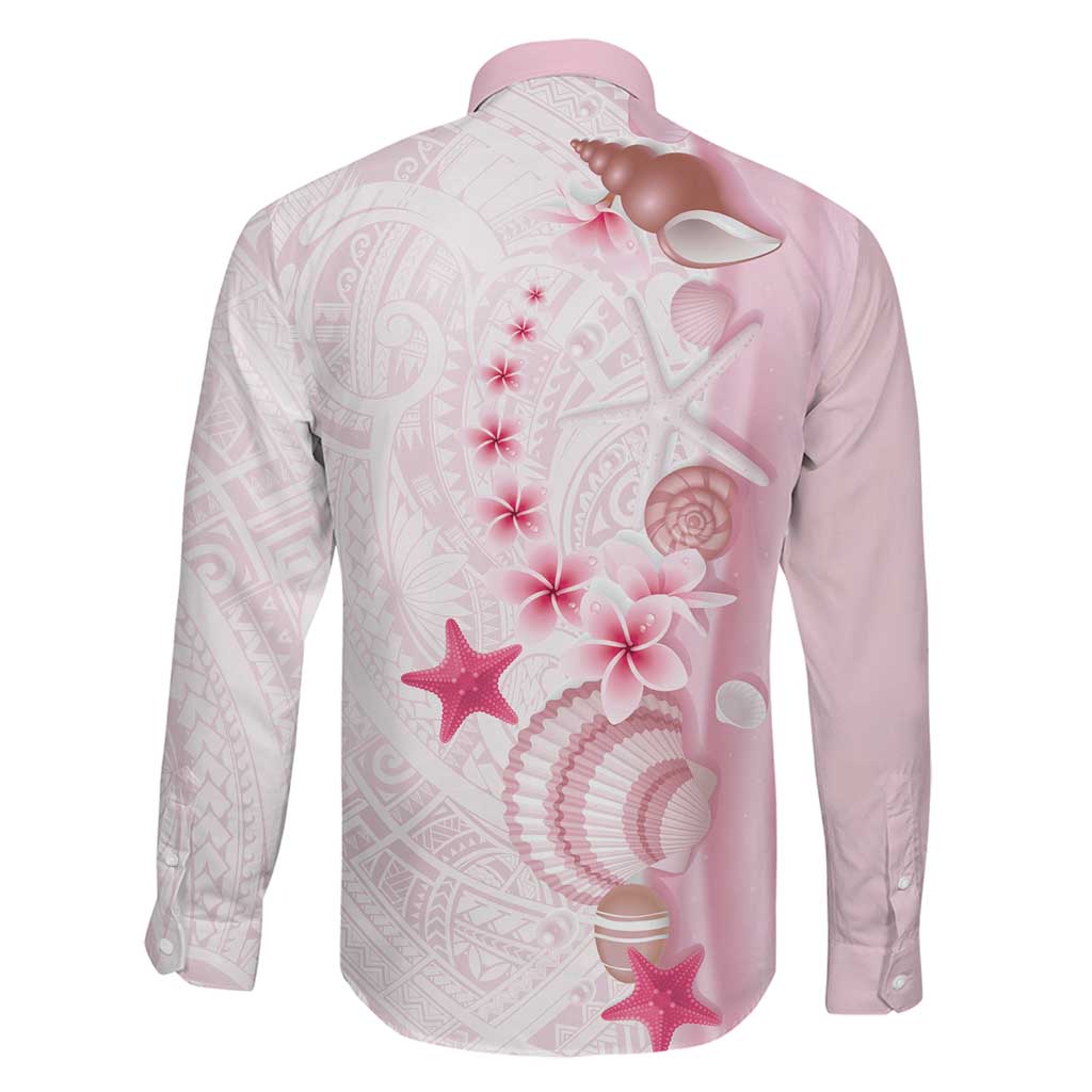 Pink Plumeria Sea Shell Family Matching Summer Maxi Dress and Hawaiian Shirt Starfish Polynesian Pattern LT01 - Polynesian Pride