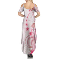 Pink Plumeria Sea Shell Family Matching Summer Maxi Dress and Hawaiian Shirt Starfish Polynesian Pattern LT01 - Polynesian Pride