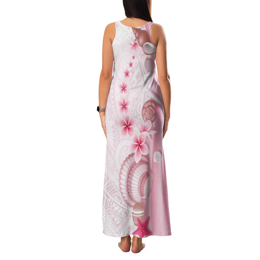 Pink Plumeria Sea Shell Family Matching Tank Maxi Dress and Hawaiian Shirt Starfish Polynesian Pattern LT01 - Polynesian Pride