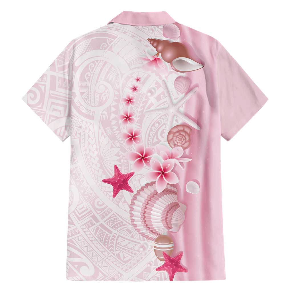 Pink Plumeria Sea Shell Hawaiian Shirt Starfish Polynesian Pattern - Polynesian Pride