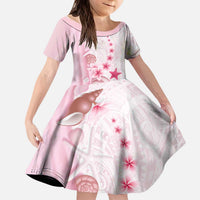 Pink Plumeria Sea Shell Kid Short Sleeve Dress Starfish Polynesian Pattern LT01 KID Pink - Polynesian Pride