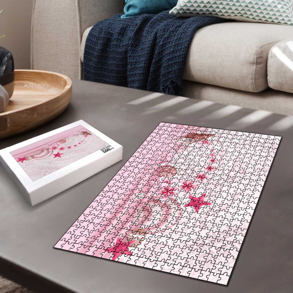 Pink Plumeria Sea Shell Puzzle Starfish Polynesian Pattern - Polynesian Pride