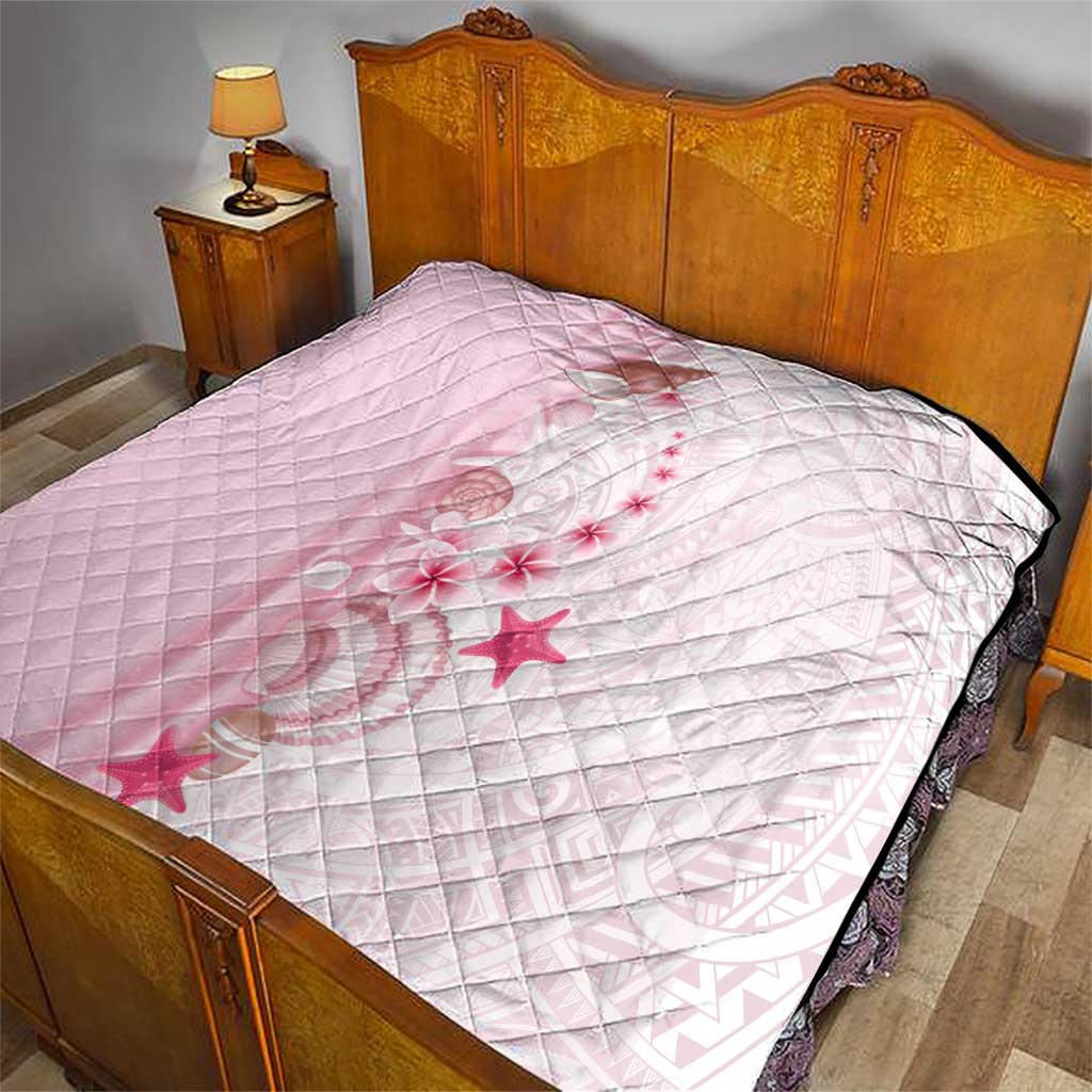 Pink Plumeria Sea Shell Quilt Starfish Polynesian Pattern - Polynesian Pride