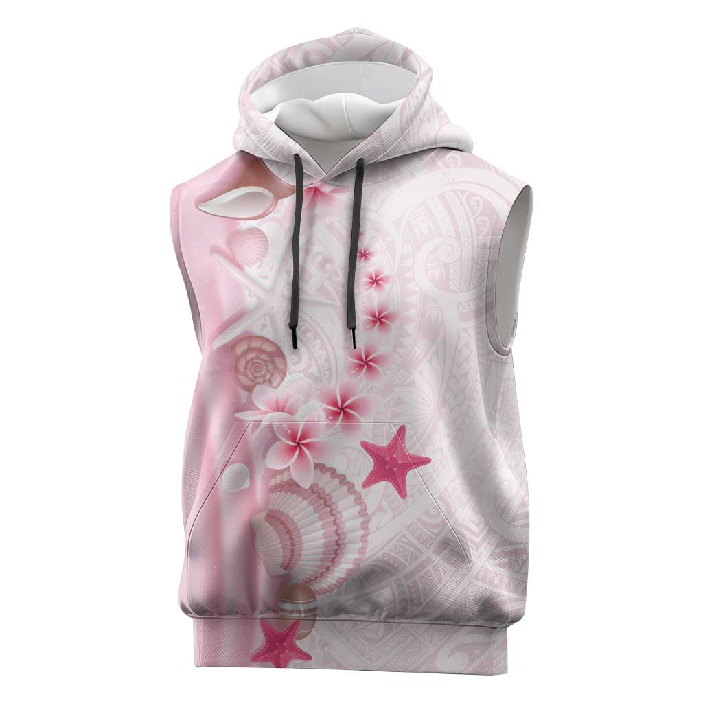 Pink Plumeria Sea Shell Sleeveless Hoodie Starfish Polynesian Pattern LT01 Pink - Polynesian Pride