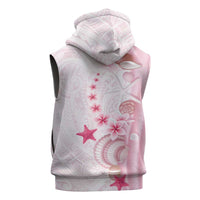Pink Plumeria Sea Shell Sleeveless Zip Hoodie Starfish Polynesian Pattern - Polynesian Pride
