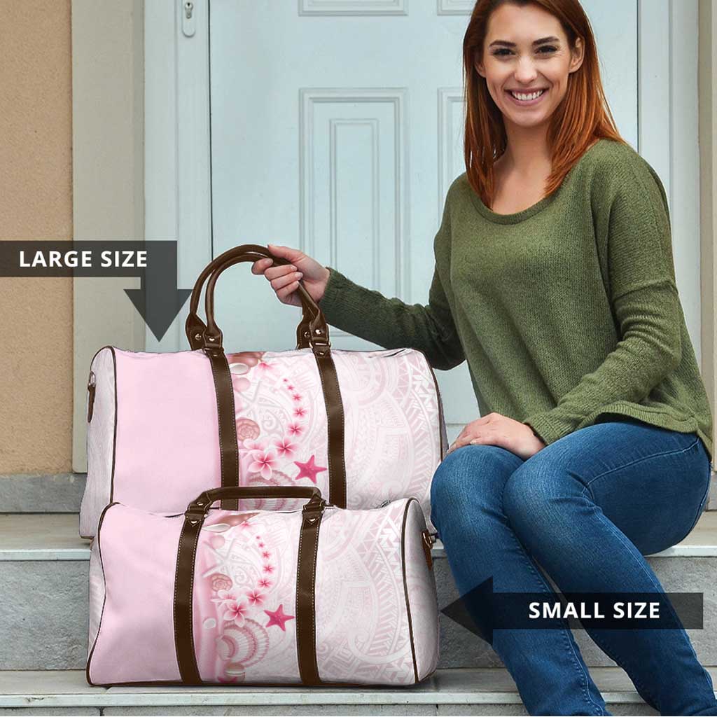 Pink Plumeria Sea Shell Travel Bag Starfish Polynesian Pattern - Polynesian Pride