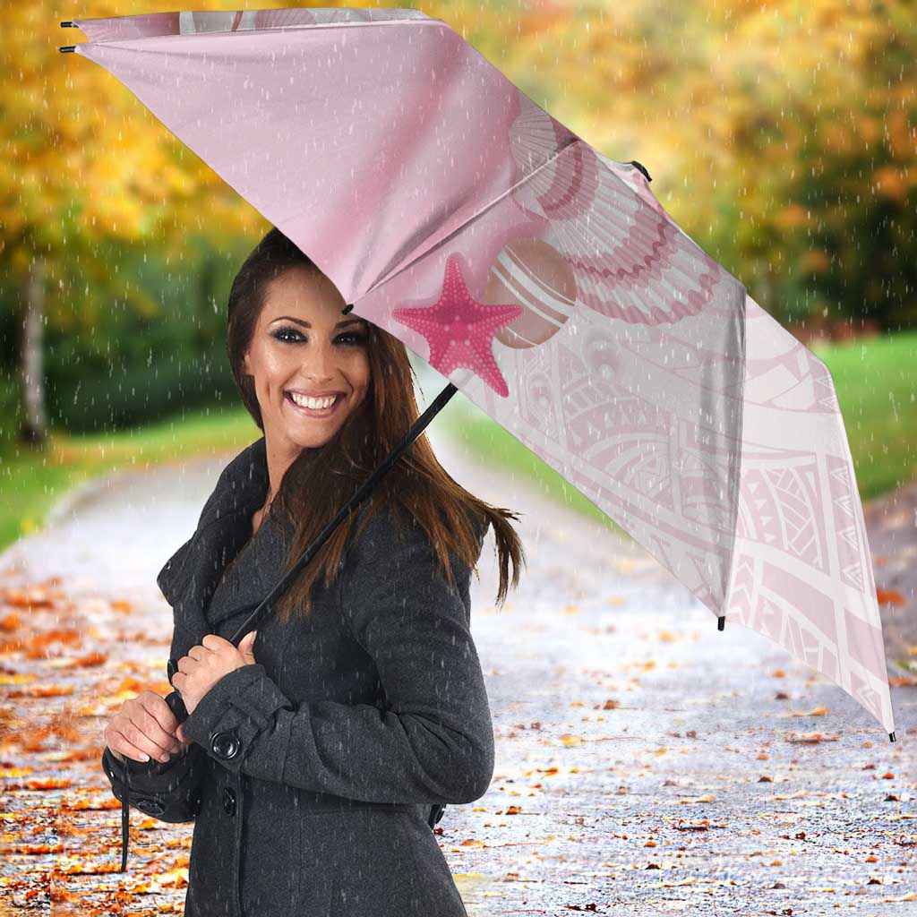 Pink Plumeria Sea Shell Umbrella Starfish Polynesian Pattern - Polynesian Pride
