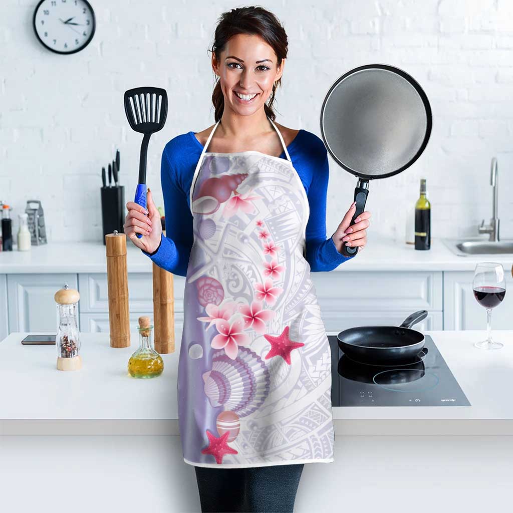 Purple Plumeria Sea Shell Apron Starfish Polynesian Pattern - Polynesian Pride