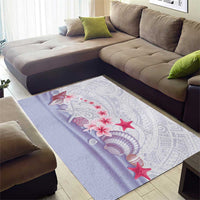 Purple Plumeria Sea Shell Area Rug Starfish Polynesian Pattern - Polynesian Pride