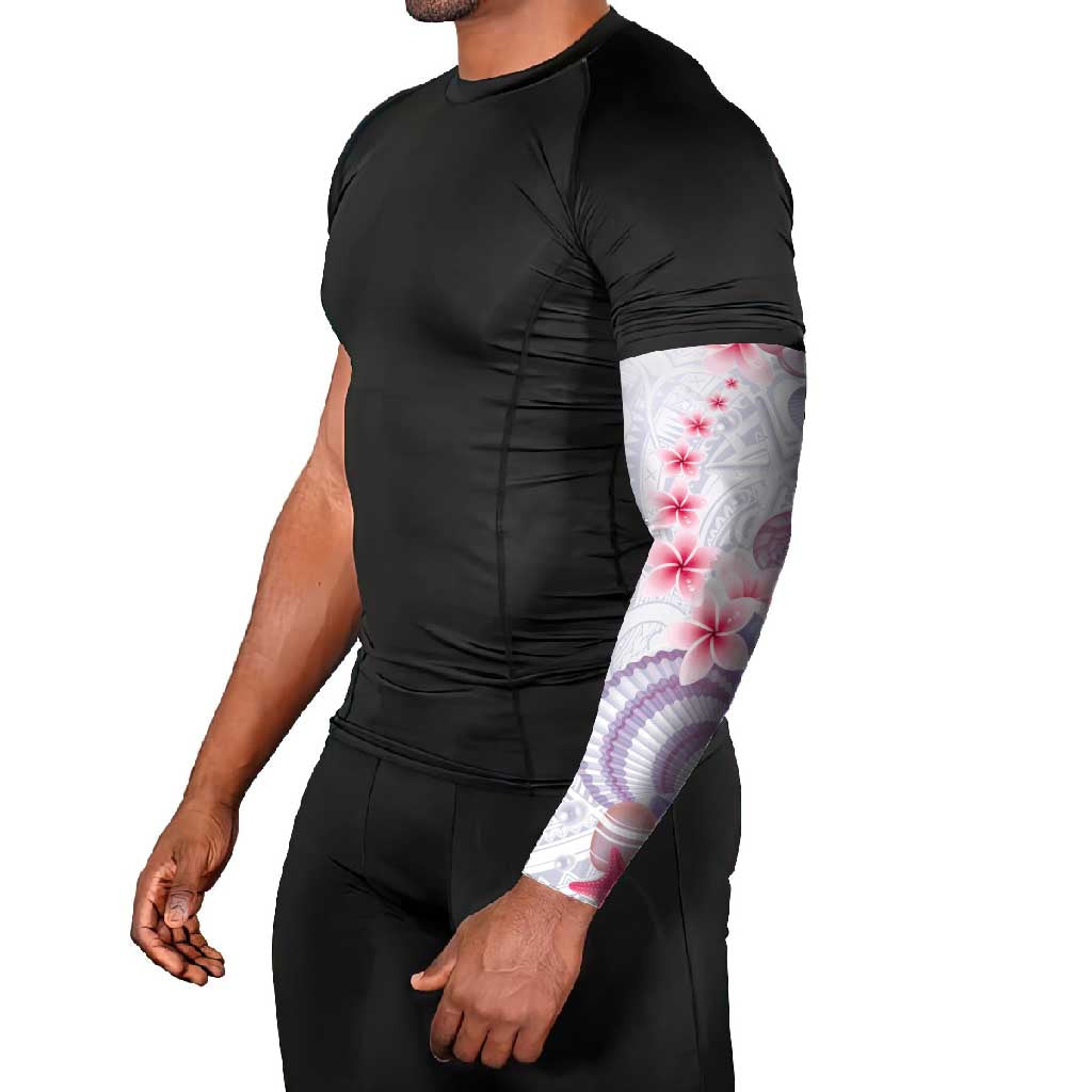 Purple Plumeria Sea Shell Arm Sleeves Starfish Polynesian Pattern - Polynesian Pride