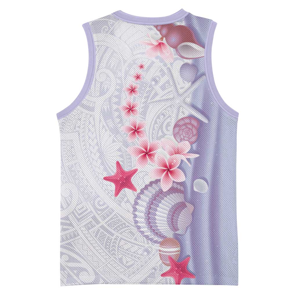 Purple Plumeria Sea Shell Basketball Jersey Starfish Polynesian Pattern - Polynesian Pride