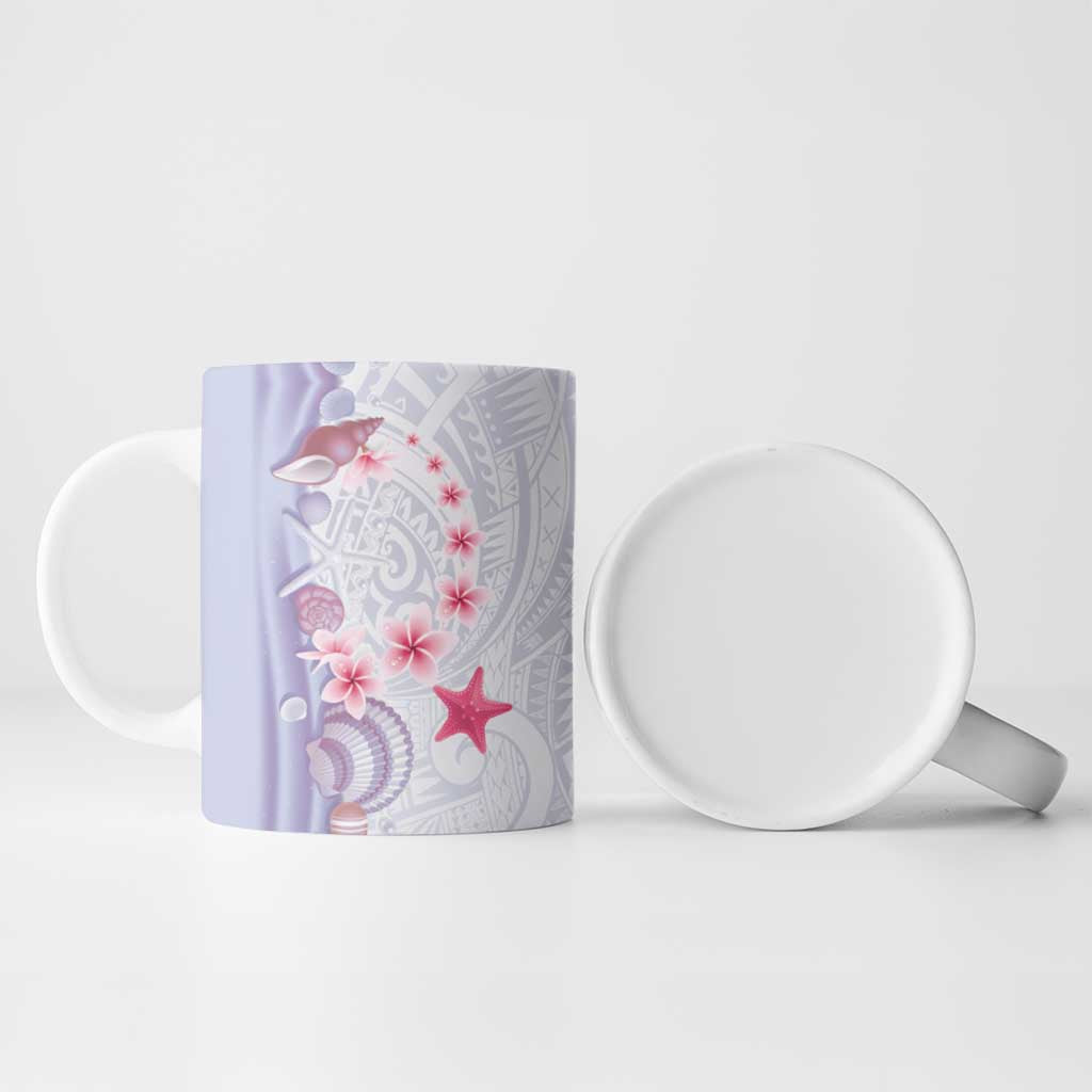 Purple Plumeria Sea Shell Ceramic Mug Starfish Polynesian Pattern - Polynesian Pride