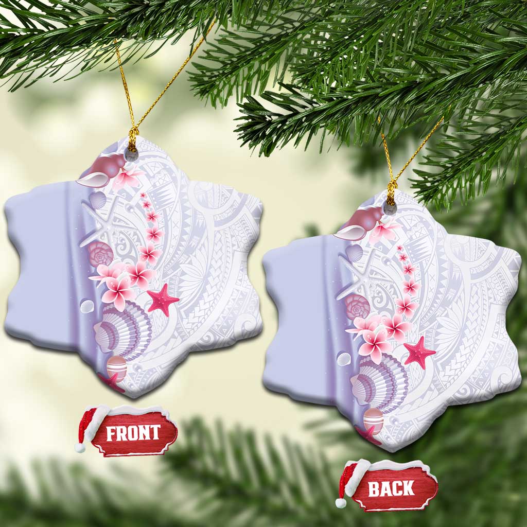 Purple Plumeria Sea Shell Ceramic Ornament Starfish Polynesian Pattern - Polynesian Pride