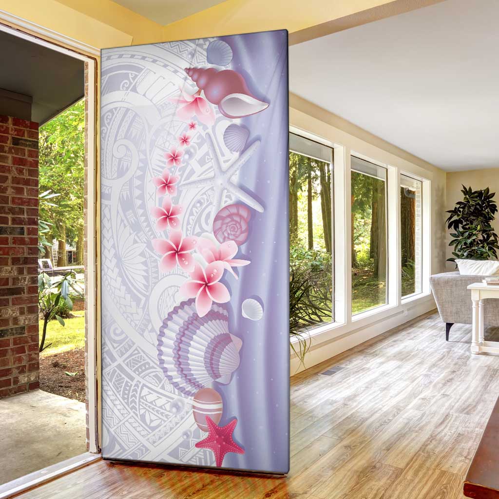 Purple Plumeria Sea Shell Door Cover Starfish Polynesian Pattern - Polynesian Pride