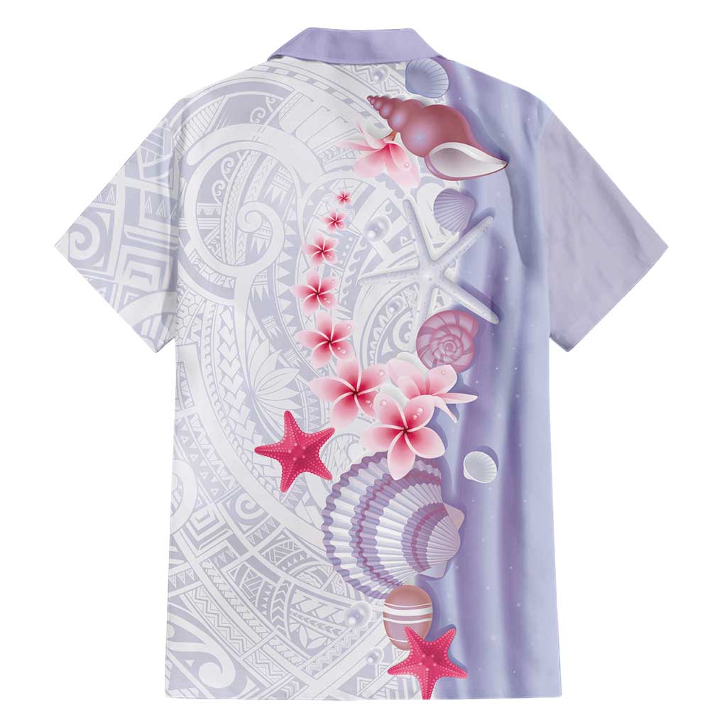 Purple Plumeria Sea Shell Family Matching Mermaid Dress and Hawaiian Shirt Starfish Polynesian Pattern LT01 - Polynesian Pride