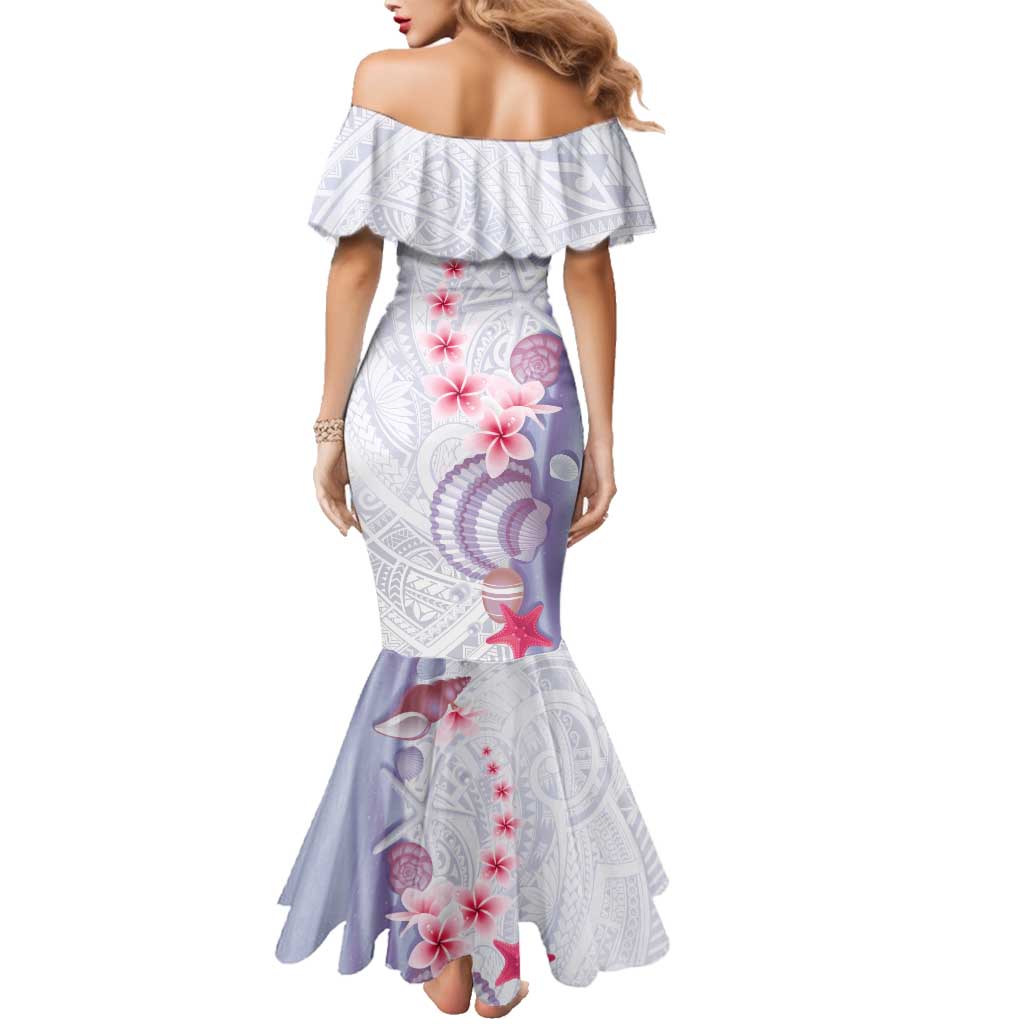 Purple Plumeria Sea Shell Family Matching Mermaid Dress and Hawaiian Shirt Starfish Polynesian Pattern LT01 - Polynesian Pride