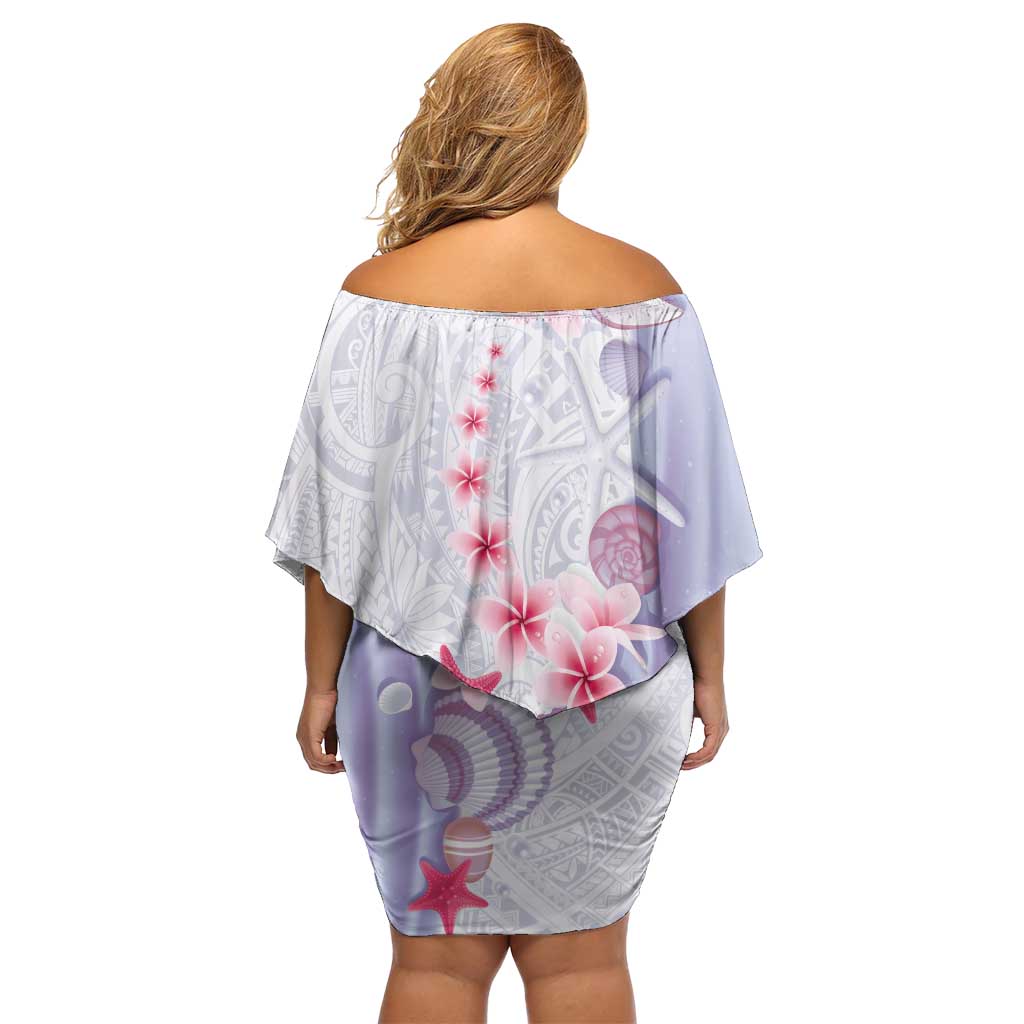 Purple Plumeria Sea Shell Family Matching Off Shoulder Short Dress and Hawaiian Shirt Starfish Polynesian Pattern LT01 - Polynesian Pride