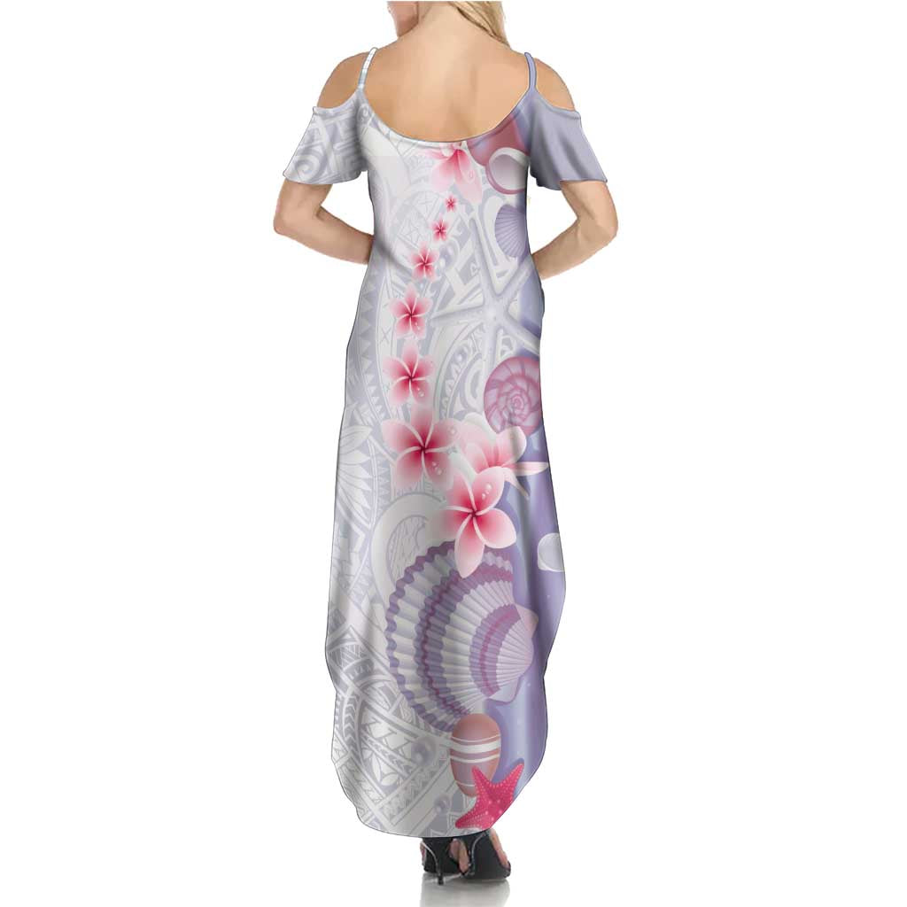 Purple Plumeria Sea Shell Family Matching Summer Maxi Dress and Hawaiian Shirt Starfish Polynesian Pattern LT01 - Polynesian Pride
