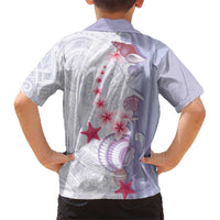 Purple Plumeria Sea Shell Family Matching Tank Maxi Dress and Hawaiian Shirt Starfish Polynesian Pattern LT01 - Polynesian Pride
