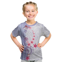 Purple Plumeria Sea Shell Kid T Shirt Starfish Polynesian Pattern - Polynesian Pride