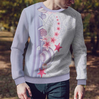 Purple Plumeria Sea Shell Ugly Christmas Sweater Starfish Polynesian Pattern - Polynesian Pride