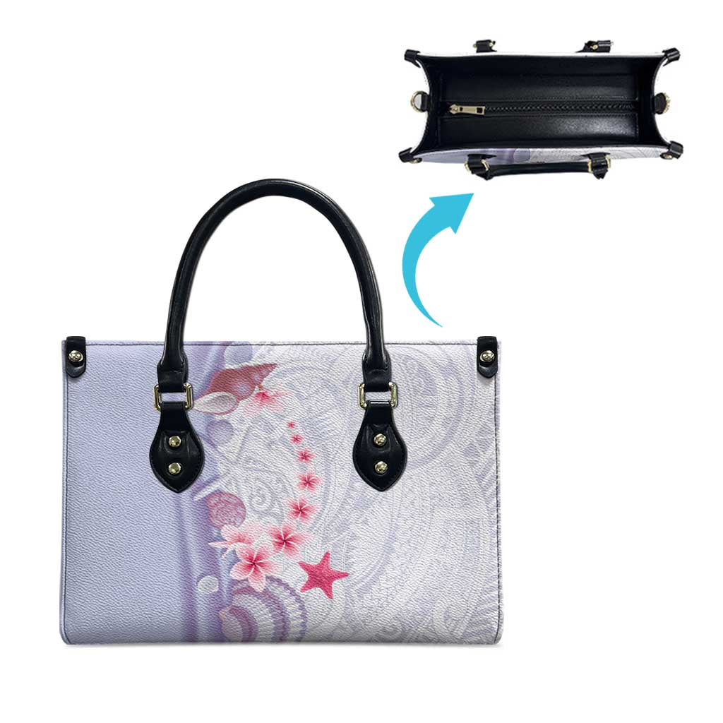 Purple Plumeria Sea Shell Leather Bag Starfish Polynesian Pattern - Polynesian Pride
