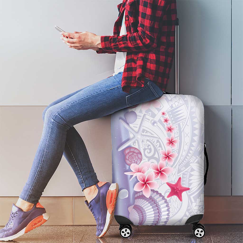 Purple Plumeria Sea Shell Luggage Cover Starfish Polynesian Pattern - Polynesian Pride