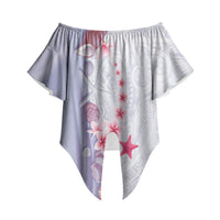 Purple Plumeria Sea Shell Off Shoulder Wrap Waist Top Starfish Polynesian Pattern LT01 Purple - Polynesian Pride
