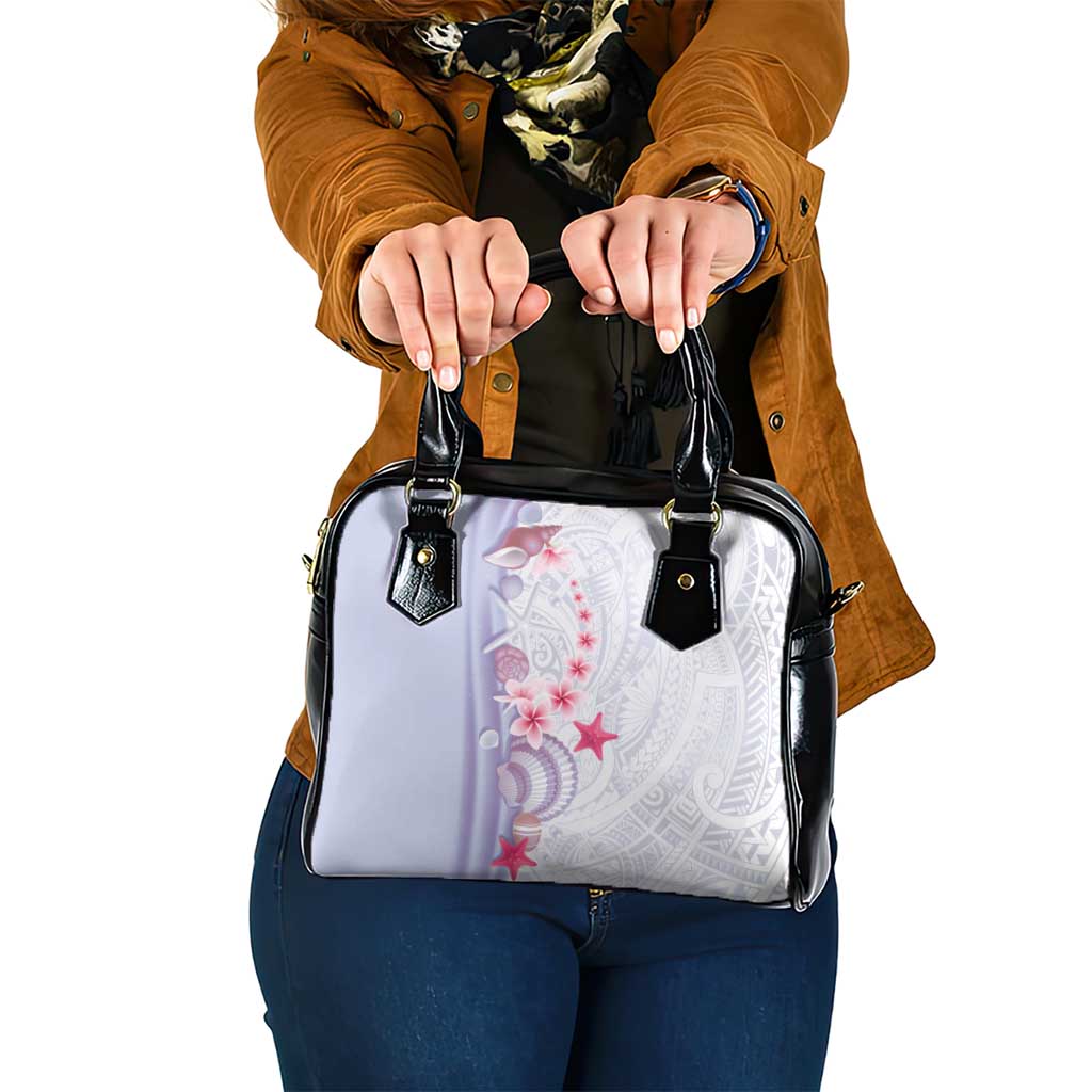 Purple Plumeria Sea Shell Shoulder Handbag Starfish Polynesian Pattern - Polynesian Pride