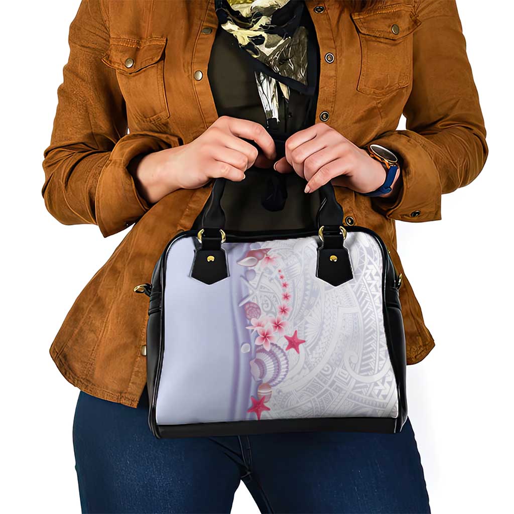 Purple Plumeria Sea Shell Shoulder Handbag Starfish Polynesian Pattern - Polynesian Pride