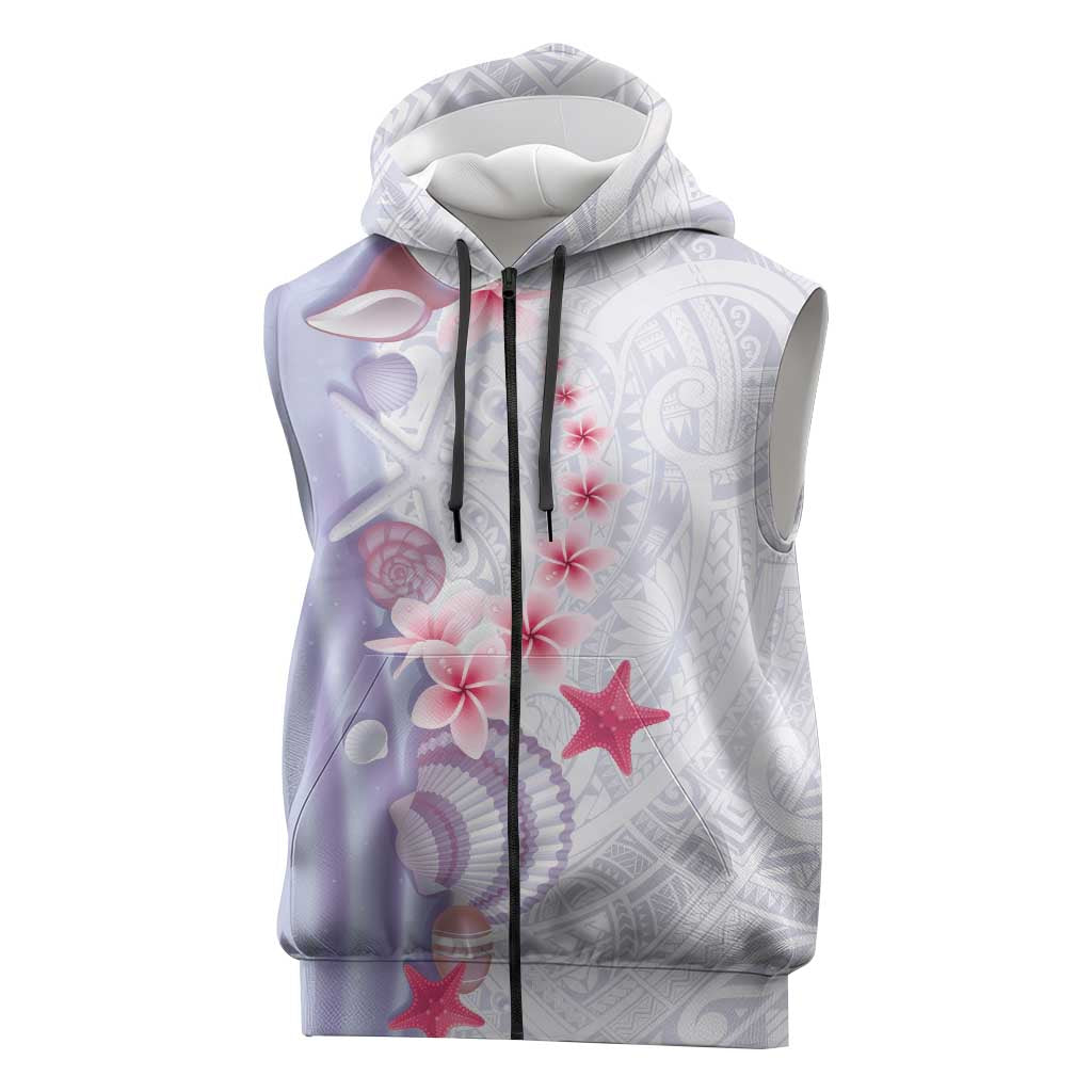 Purple Plumeria Sea Shell Sleeveless Zip Hoodie Starfish Polynesian Pattern LT01 Purple - Polynesian Pride