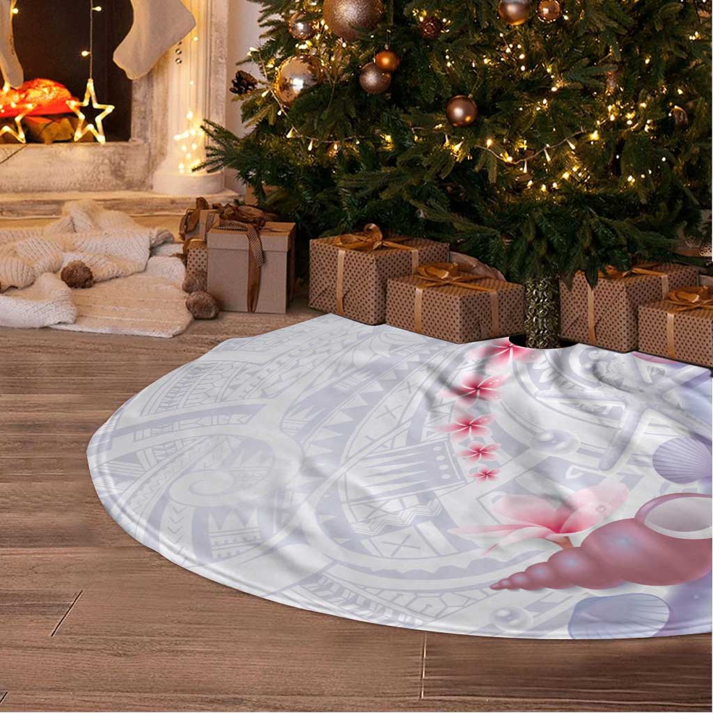 Purple Plumeria Sea Shell Tree Skirt Starfish Polynesian Pattern - Polynesian Pride