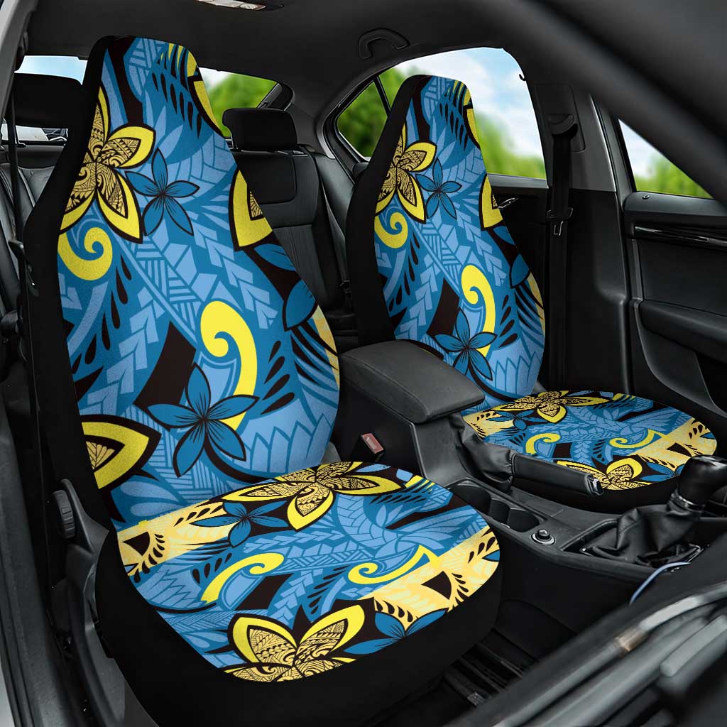 Plumeria Polynesian Pattern Car Seat Cover Unique Fantasy Blue Yellow LT01 One Size Blue - Polynesian Pride